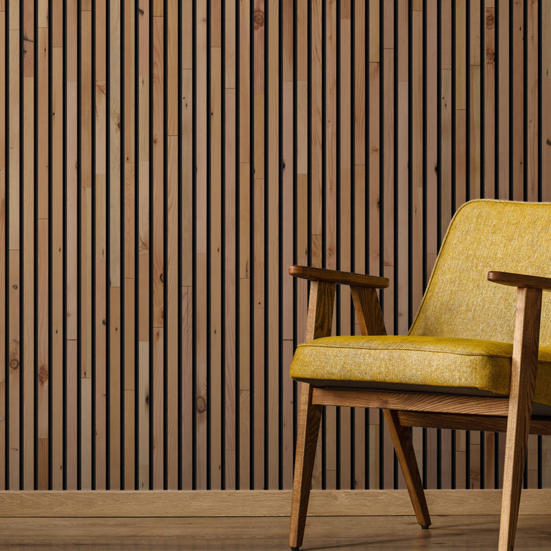 Slatwood acoustic wood slat wall panels adding vertical texture and warmth to an interior