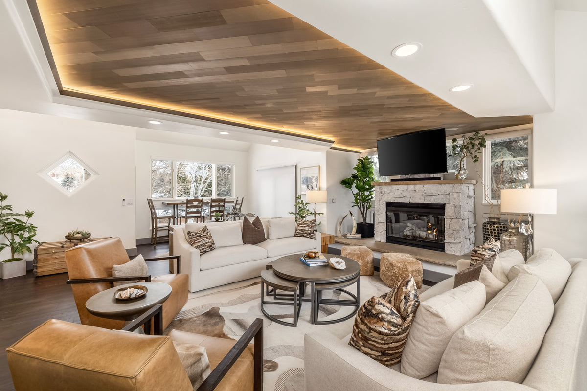 stikwood on living room ceiling