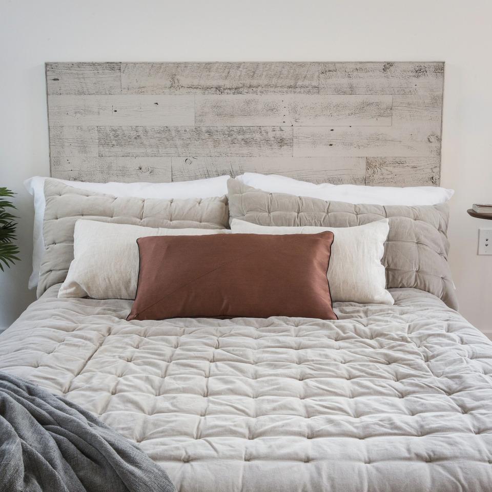 Picture of Reclaimed Weathered Wood Queen-Size Headboard | Stikwood